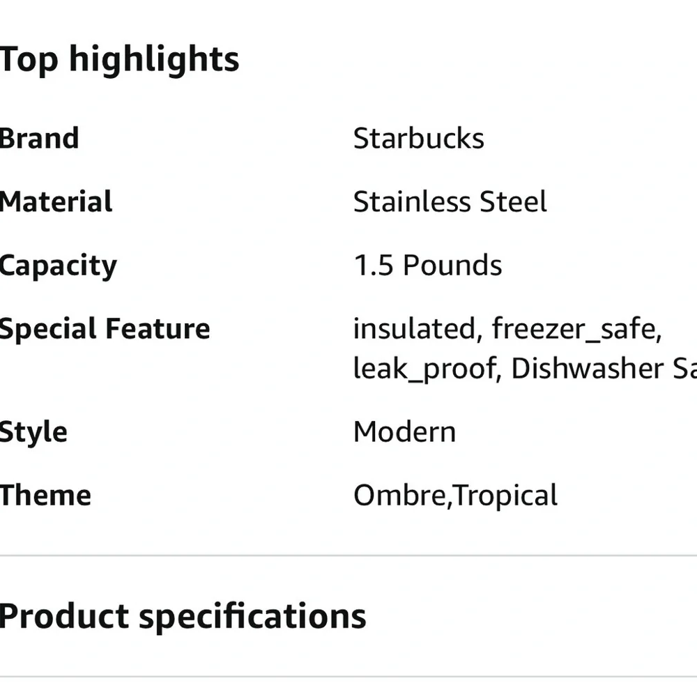 Starbucks Hawaii Collection 24oz Stainless Steel Blue Ombre Tropical Cold Cup.